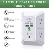 Power Strip Multi Plug Adapter Spaced for Home Travel Office Wall Charger-Surge Protector