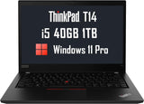 Lenovo ThinkPad T14 Business Laptop (14" FHD Anti-Glare, Intel 4-Core i5-1135G7, 16GB RAM, 512GB SSD), Backlit Keyboard, Fingerprint, 2 x Thunderbolt 4, Webcam,Win 11 Pro, Black