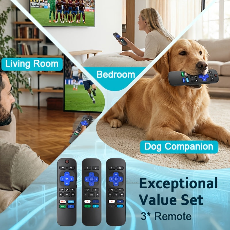 (3 Pack) Replacement Remote for Roku-TV-Remote and for Roku-box, Compatible All for Onn-for Hisense-for TCL-for Westinghouse-for Sharp-for Philips-for Element Roku TV Remotes
