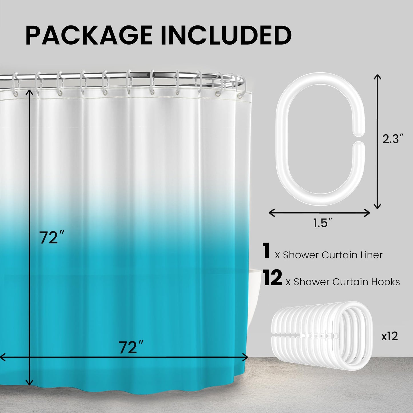 Bathroom Shower Curtain Waterproof Plastic Shower Curtain Premium PEVA Non-Toxic with Rust Proof Grommets Clear 8G Bathroom Accessories 72x72