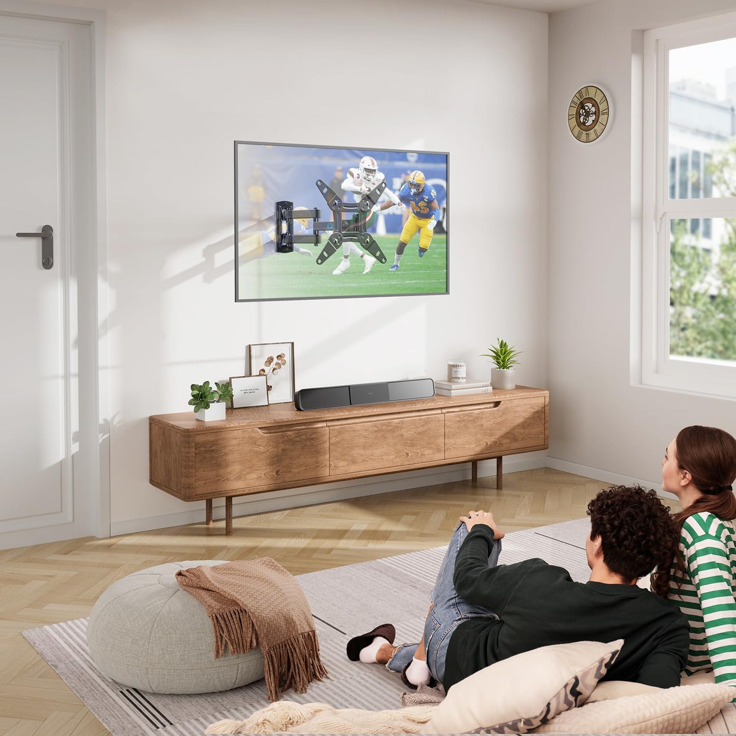 Full Motion TV Monitor Wall Mount Bracket Swivel Tilt