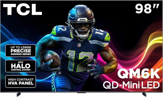 TCL 98-Inch Class QM6K Series QD-Mini LED 4K UHD Google Smart TV Best Value Mini-LED TV - QLED, 144hz, 288hz Gaming Rate, High Contrast Screen, Onkyo Audio, Dolby Atmos (98QM6K, 2025 Model)
