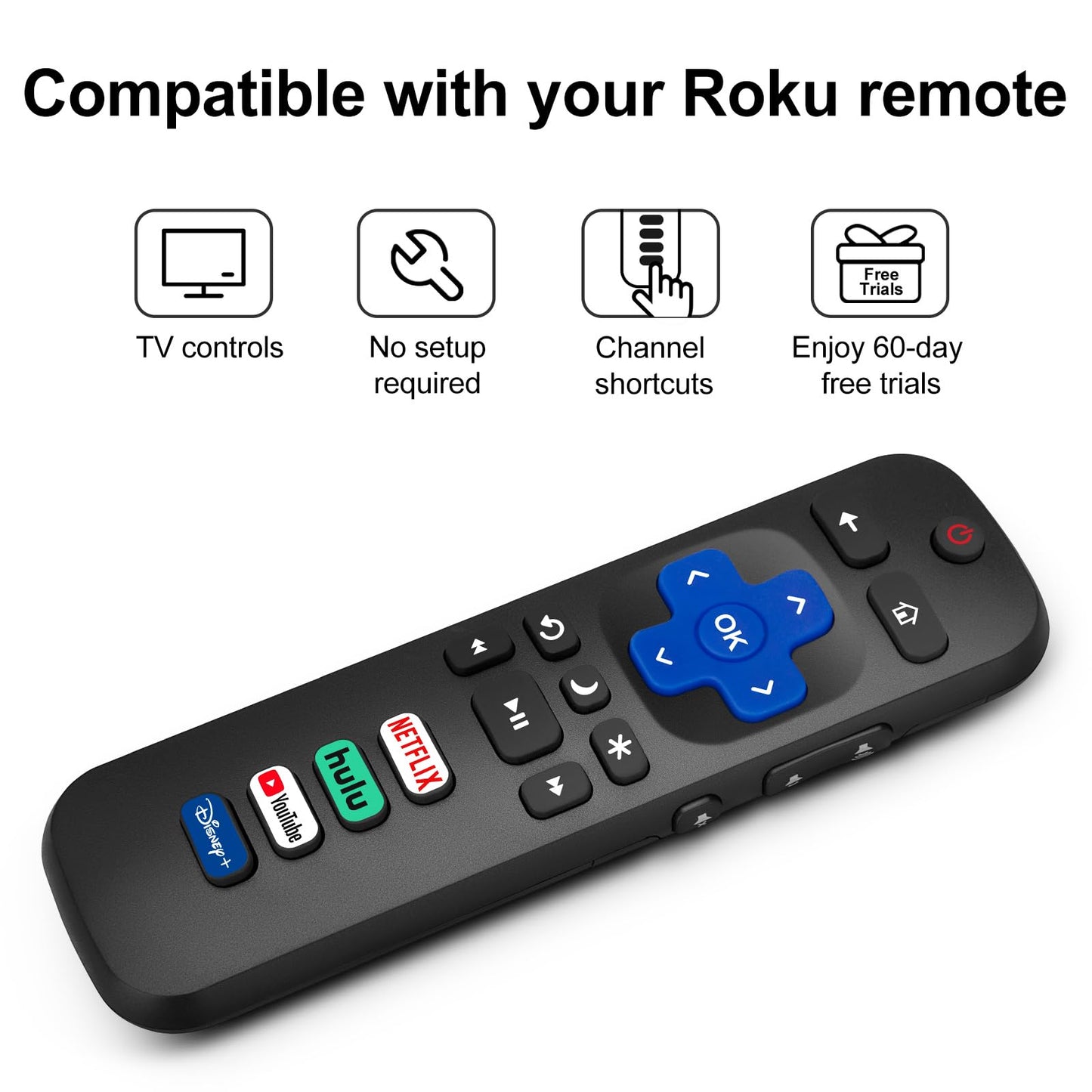 Replacement-Remote-Control for Roku-TV (Pack of 2)
