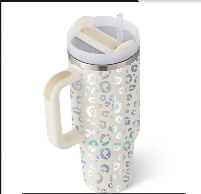 40 Oz Tumbler With Handle Straw Insulated, Stainless Steel Spill Proof Vacuum Coffee Cup Tumbler