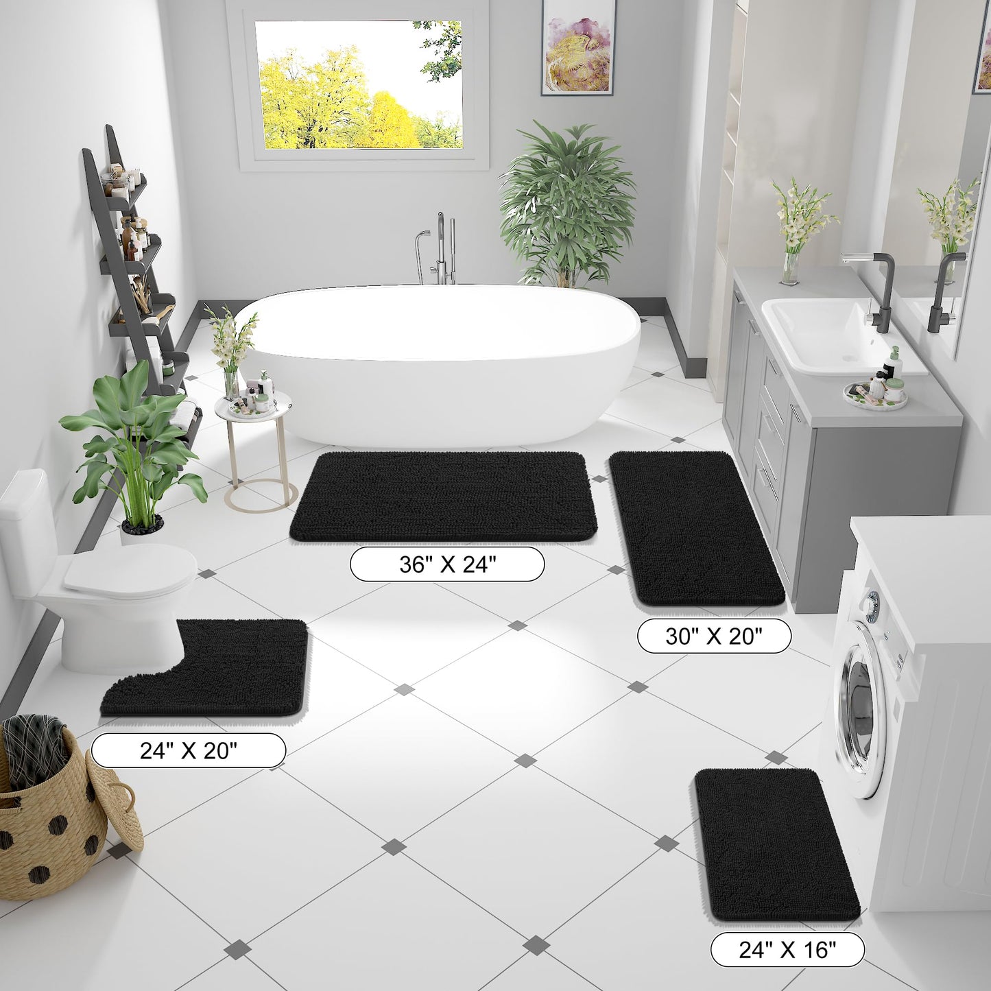 Bathroom Rugs 30x20, Extra Soft Absorbent Chenille Bath Rugs