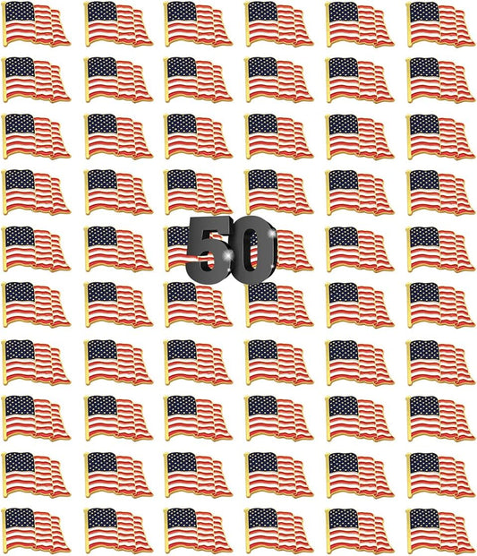 24 Pack American Flag Lapel Pins-USA Metal Enamel Waving Flag Pins US Patriotic Badge