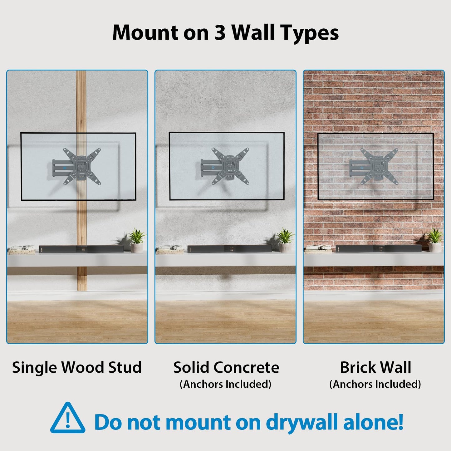 Full Motion TV Monitor Wall Mount Bracket Swivel Tilt