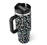 40 Oz Tumbler With Handle Straw Insulated, Stainless Steel Spill Proof Vacuum Coffee Cup Tumbler