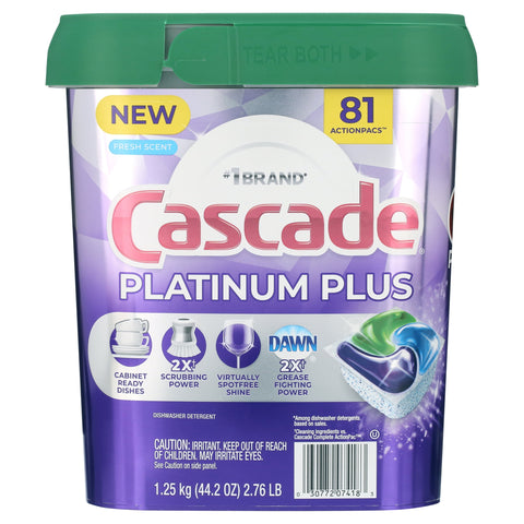 Cascade Platinum Plus ActionPacs Dishwasher Detergent Pods Fresh Scent (81 Ct)