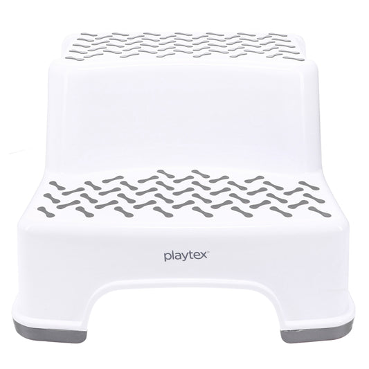 Playtex White 2-Tier Step Stool, Kids Bathroom and Bedroom Plastic Step Stool