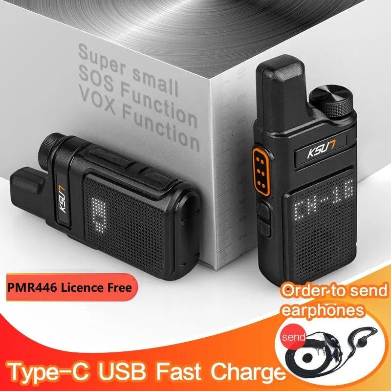 KSUT PMR446 Walkie Talkie 2pcs/1pcs Mini Size Portable Handheld Radio Wireless