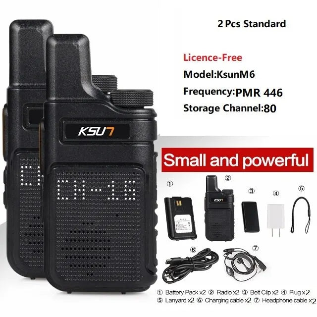KSUT PMR446 Walkie Talkie 2pcs/1pcs Mini Size Portable Handheld Radio Wireless