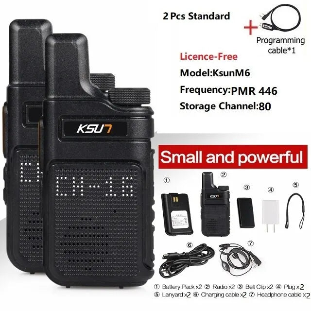 KSUT PMR446 Walkie Talkie 2pcs/1pcs Mini Size Portable Handheld Radio Wireless