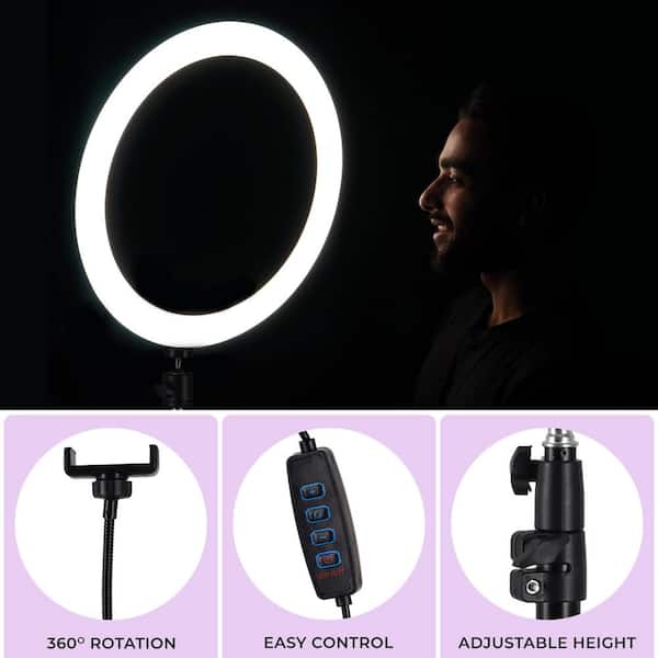 PhoNecessity LED Selfie Ring Light Tripod with Adjustable Height and Smart Phone Holder