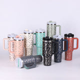 40 Oz Tumbler With Handle Straw Insulated, Stainless Steel Spill Proof Vacuum Coffee Cup Tumbler