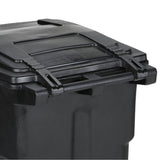 Toter's 64 gallon black garbage can with wheels and lid