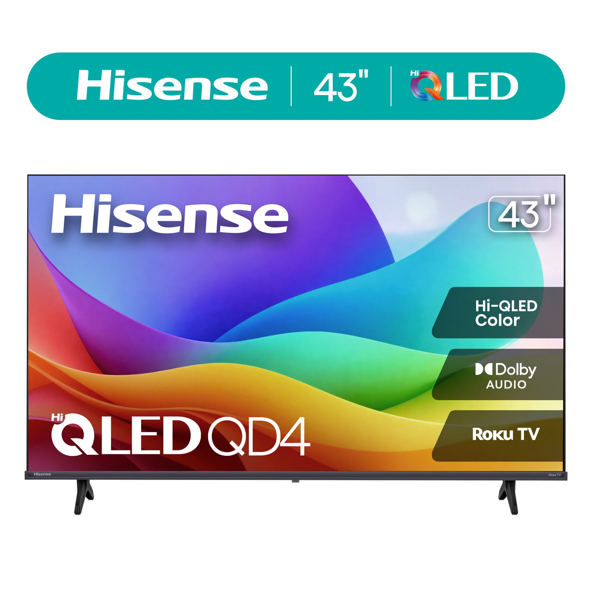 Hisense 43" Class QD40R Series Hi-QLED FHD Smart Roku TV (43QD40R, 2026 Model) - Hi - QLED Color, Dolby Audio, Full Array LED, Slim Bezel Design, Noise Reduction, Game Mode, Roku OS