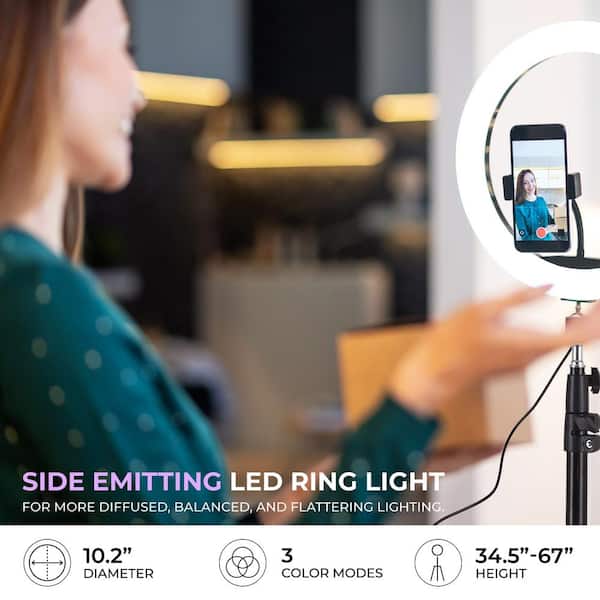 PhoNecessity LED Selfie Ring Light Tripod with Adjustable Height and Smart Phone Holder