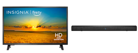 Package - Insignia™ - 32" Class F20 Series LED HD Smart Fire TV and 2.0-Channel Soundbar - Black