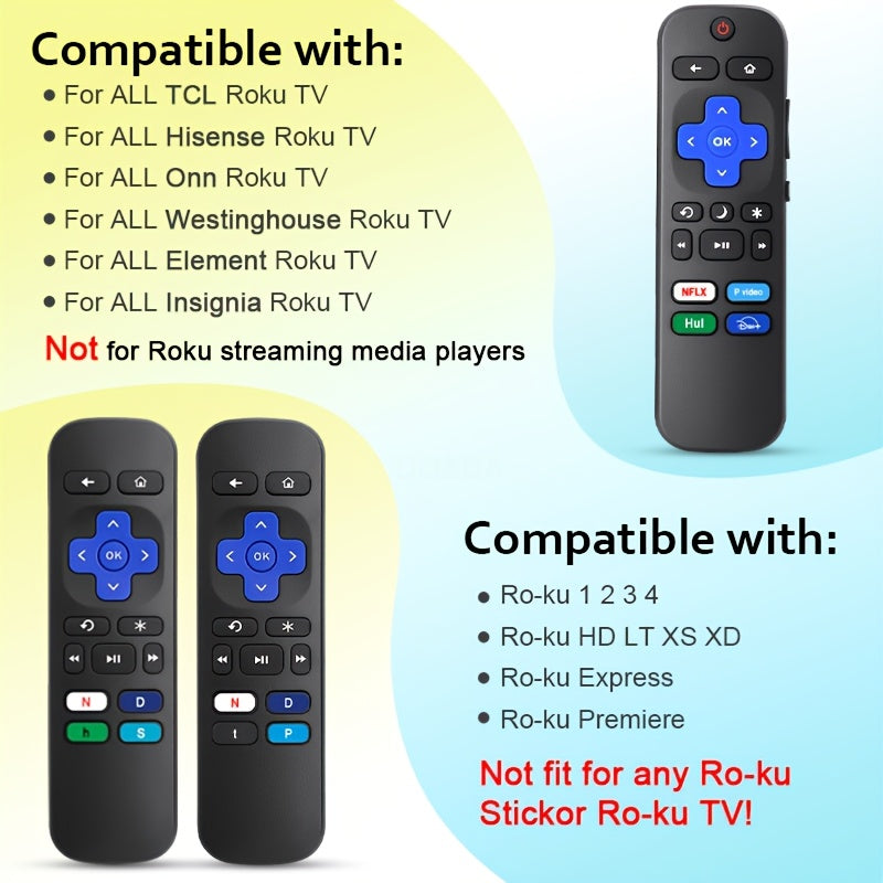 (3 Pack) Replacement Remote for Roku-TV-Remote and for Roku-box, Compatible All for Onn-for Hisense-for TCL-for Westinghouse-for Sharp-for Philips-for Element Roku TV Remotes