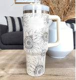 40 Oz Tumbler With Handle Straw Insulated, Stainless Steel Spill Proof Vacuum Coffee Cup Tumbler