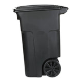 Toter's 64 gallon black garbage can with wheels and lid