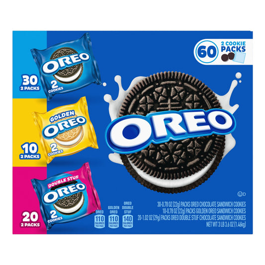 OREO Sandwich Cookies, Variety Pack, 60-count
