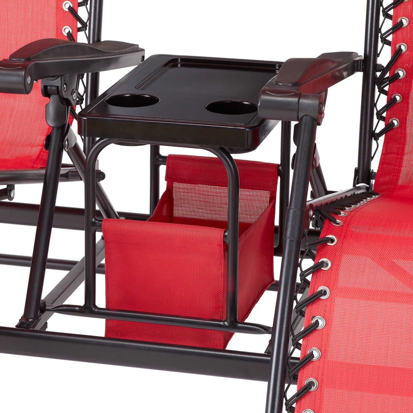 2-Seat Reclining Oversized Zero-Gravity Swing with Canopy and Center Storage Console