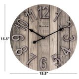 Westclox 15.5" Brown Farmhouse Style Wood Grain Analog QA Wall Clock with Raised Numbers