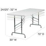 Flash Furniture 6-Foot Height Adjustable Granite White Plastic Folding Table