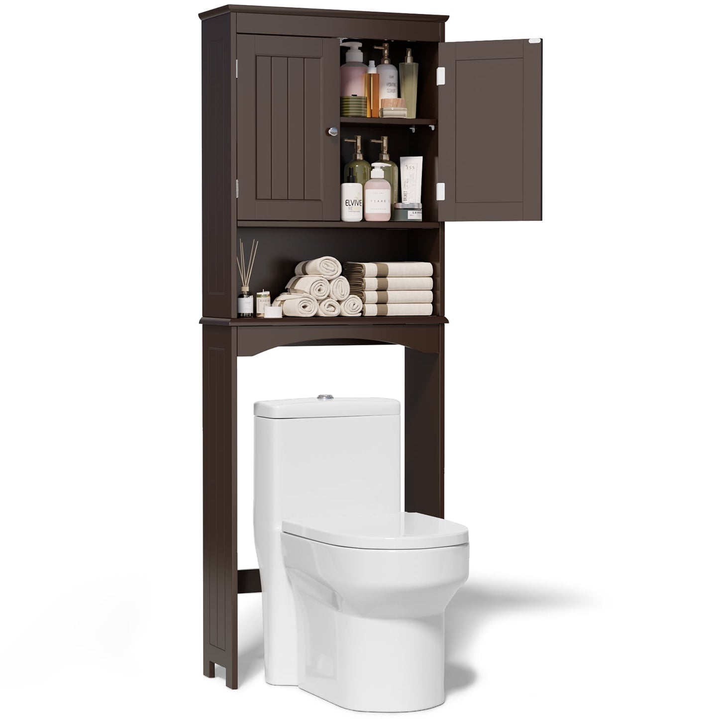 Lofka Over the Toilet Storage Cabinet with Adjustable Shelf and Double Doors, White