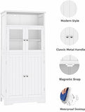 Irontar Bathroom Storage Cabinet, Freestanding Bathroom Cabinet with Open Storage, Kitchen Pantry Cabinet with Doors, Bathroom Floor Cabinet, 23.6 x 11.8 x 50.4 Inches, White CWG007W