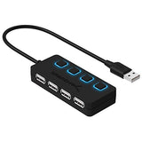 4-Port USB 2.0 Data Hub with Individual LED lit Power Switches [Charging NOT Supported]