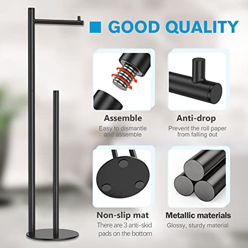 Toilet Paper Holder Stand, Toilet Paper Stand Brushed Nickel, Free Standing Toilet Paper Holder, Toilet Paper Holder with Storage by Bathth