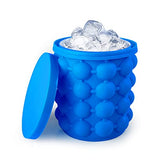 Portable 2 in 1 Silicone Ice Cube Tray Ice Cube Maker 18 Ice Cubes Sanitary Tray Bucket for Frozen Cocktail, Whiskey. Beverages