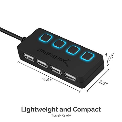 4-Port USB 2.0 Data Hub with Individual LED lit Power Switches [Charging NOT Supported]