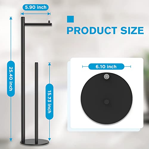 Toilet Paper Holder Stand, Toilet Paper Stand Brushed Nickel, Free Standing Toilet Paper Holder, Toilet Paper Holder with Storage by Bathth