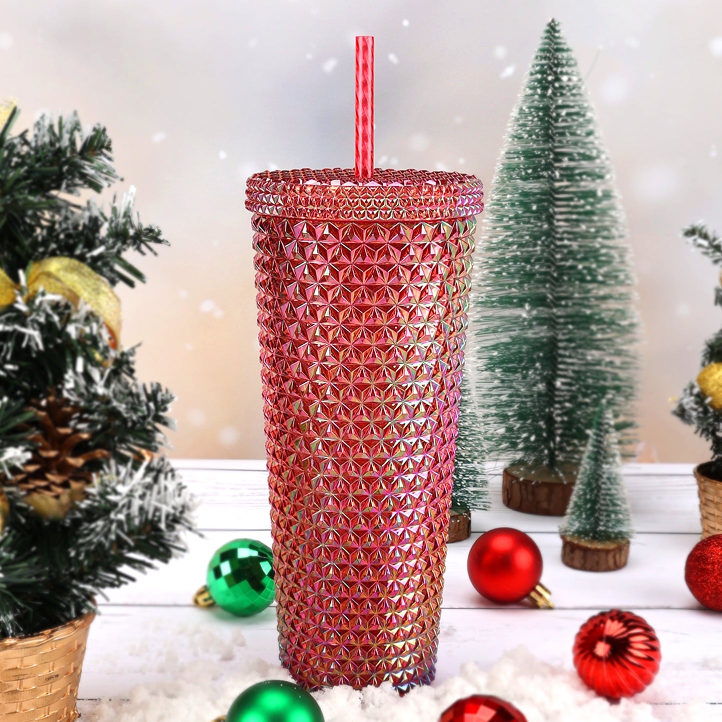 Holiday Time 26 Ounce Plastic Iridescent Double Wall Tumbler