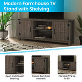 Flash Furniture Modern Farmhouse Barn Door TV Stand - Gray Wash 59 Inch Entertainment Center - for TV's up to 65 Inches - Adjustable Middle Shelf