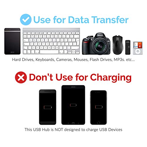 4-Port USB 2.0 Data Hub with Individual LED lit Power Switches [Charging NOT Supported]