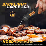 Waterproof Instant Read Digital Meat Thermometer for Cooking and Grilling, Food Thermometer with Backlight, Magnet, Calibration, and Foldable Probe, Bottle Cap Opener for Kitchen, BBQ, Grill