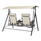 2-Seat Reclining Oversized Zero-Gravity Swing with Canopy and Center Storage Console