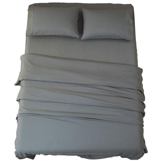 Bed Sheet Set Super Soft Microfiber 1800 Thread Count Luxury Egyptian Sheets 16-Inch Deep Pocket Wrinkle -4 Piece(Queen Dark Grey)