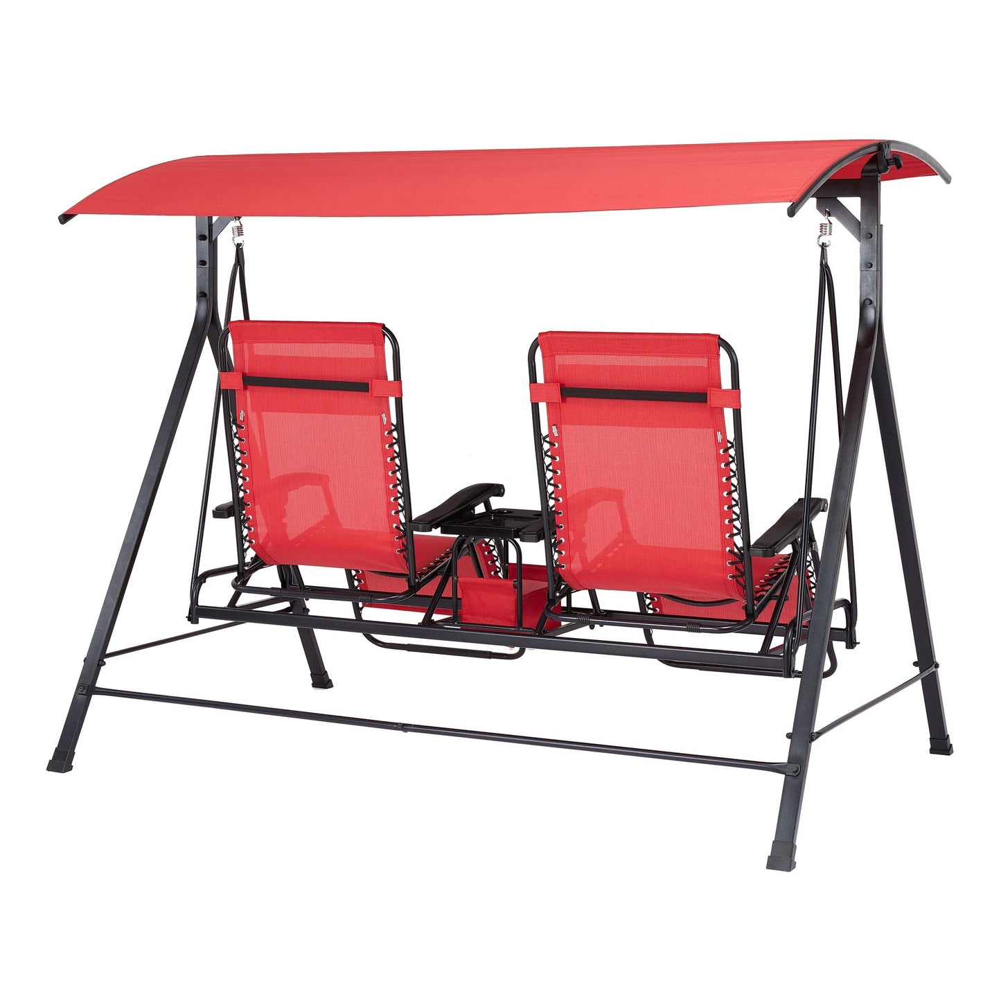 2-Seat Reclining Oversized Zero-Gravity Swing with Canopy and Center Storage Console