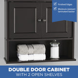 Bathroom Wall Mounted Storage Cabinet with 2 Shelves, Espresso