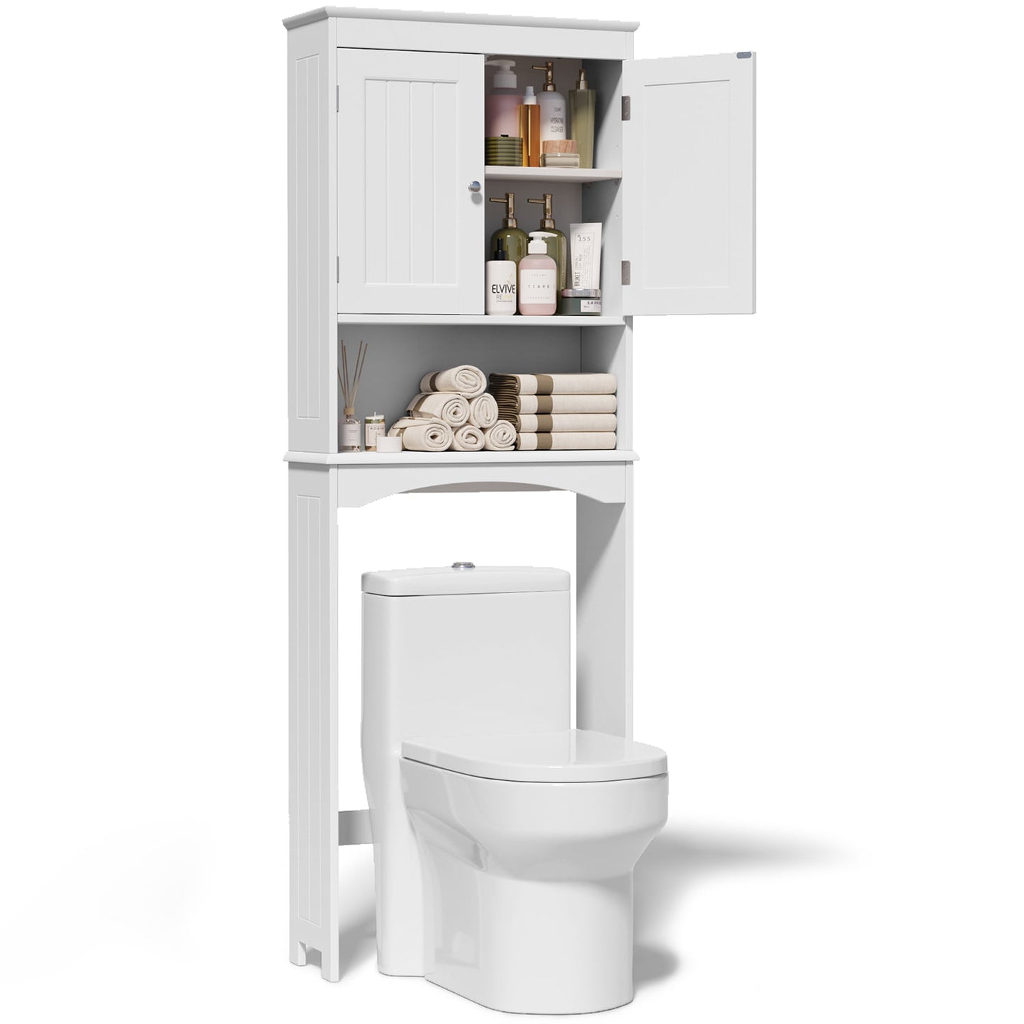 Lofka Over the Toilet Storage Cabinet with Adjustable Shelf and Double Doors, White