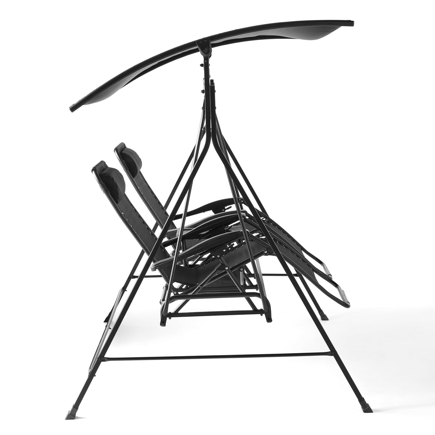 2-Seat Reclining Oversized Zero-Gravity Swing with Canopy and Center Storage Console