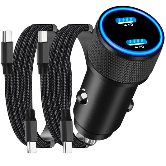 USB-C Fast Car Charger for iPhone 15, KASHIMURA [Apple MFi Certified] 72W Cigarette Lighter Type-C Car Charger Fast Charging+2Pack USB-C Braided Cable for iPhone 15 Plus/15 Pro/15 Pro Max/iPad Pro/Air