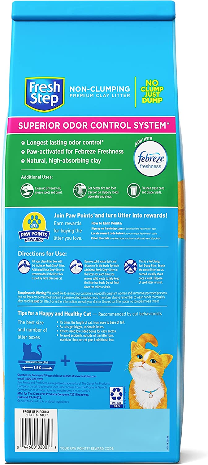 Fresh Step Non-Clumping Premium Cat Litter with Febreze Freshness, Scented -...