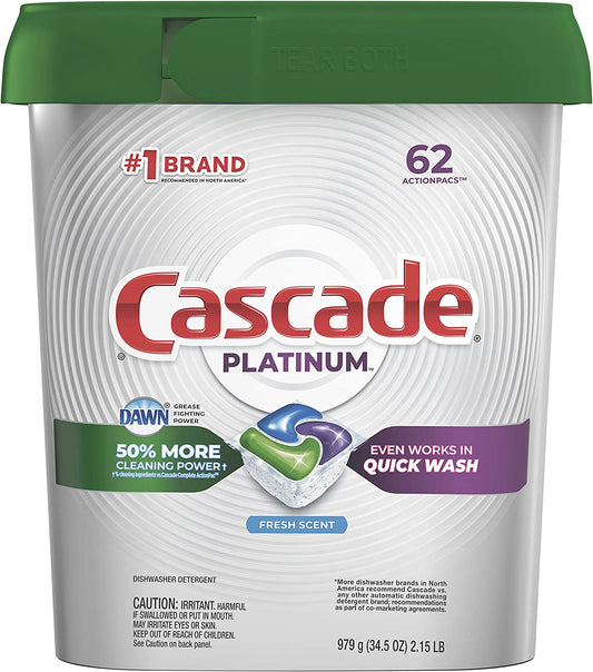 Cascade Platinum Dishwasher Pods, Actionpacs Detergent with...